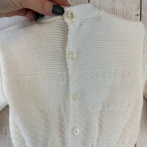VTG Dolce Bebe White Duck 3D Knit Baby Footies Outfit Italy Size 6-9 Months - Picture 7 of 11